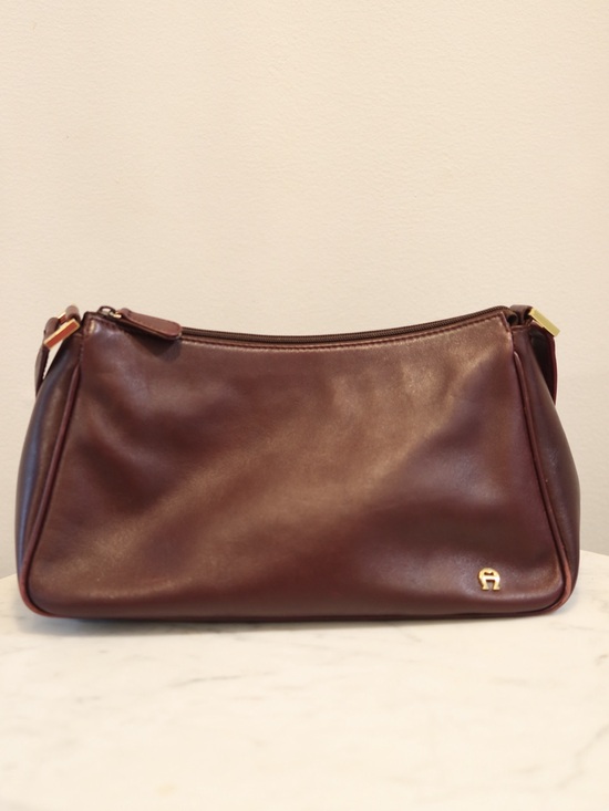Etienne Aigner Handbags - Etienne Aigner Oxblood Leather Shoulder Bag with Gold Hardware